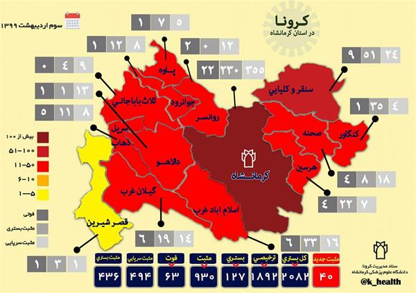 آخرین آمار بیماری کورونا ویروس دراستان ،ایران و جهان99/02/03